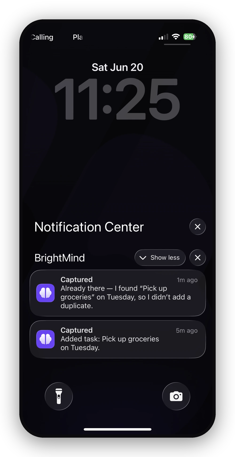 Two notifications, the second recognizing the task already exists